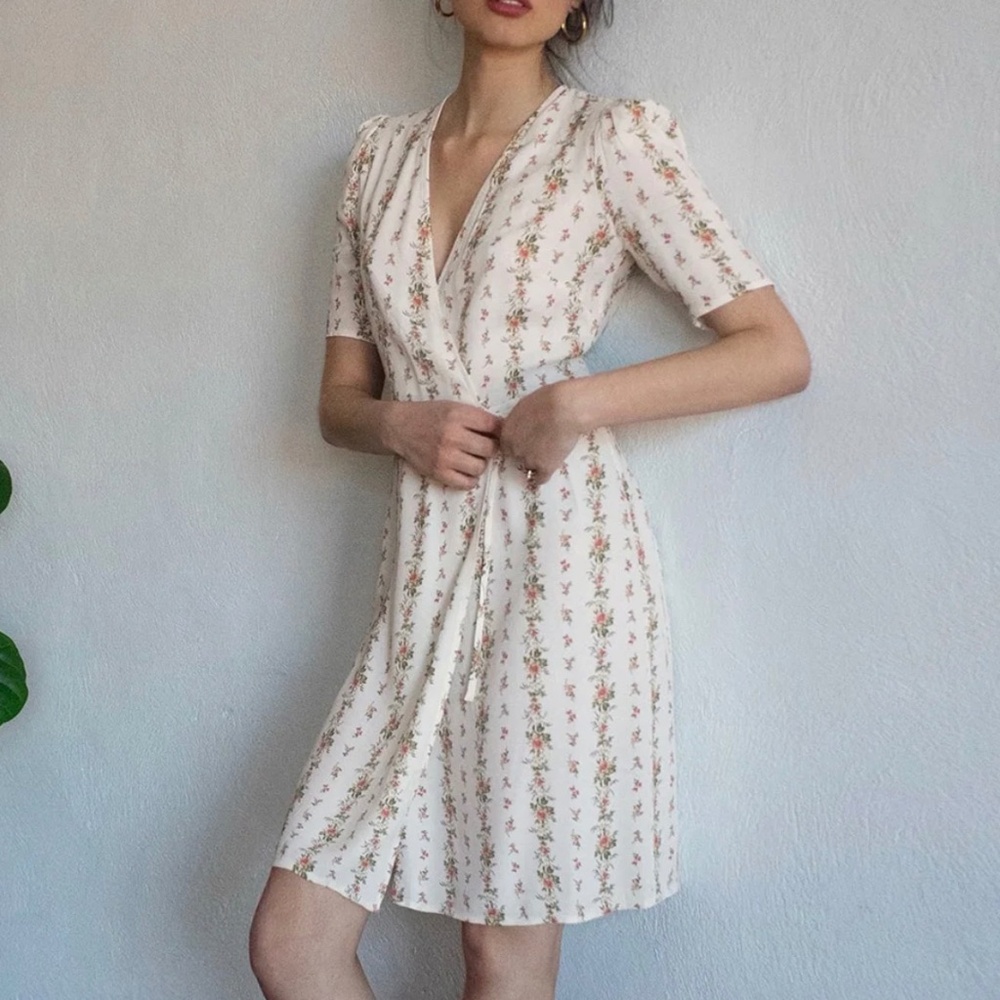 Reformation floral wrap midi dress